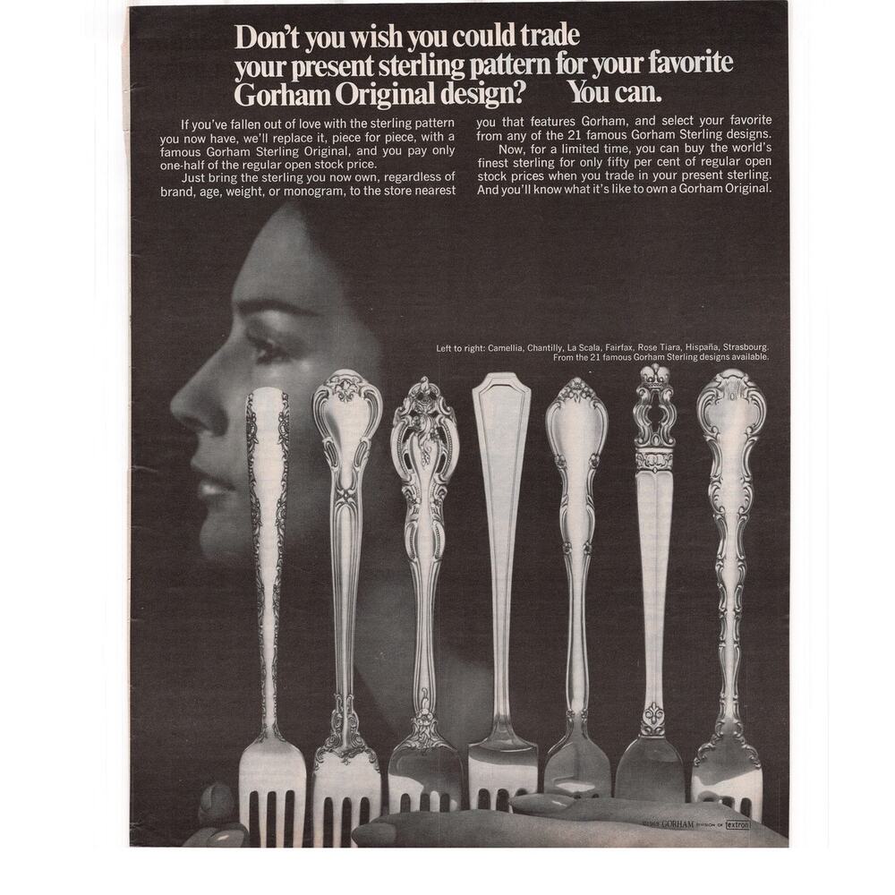 Gorham Silverware Magazine Advertisement 1969 Vintage Flatware Sterling Silver
